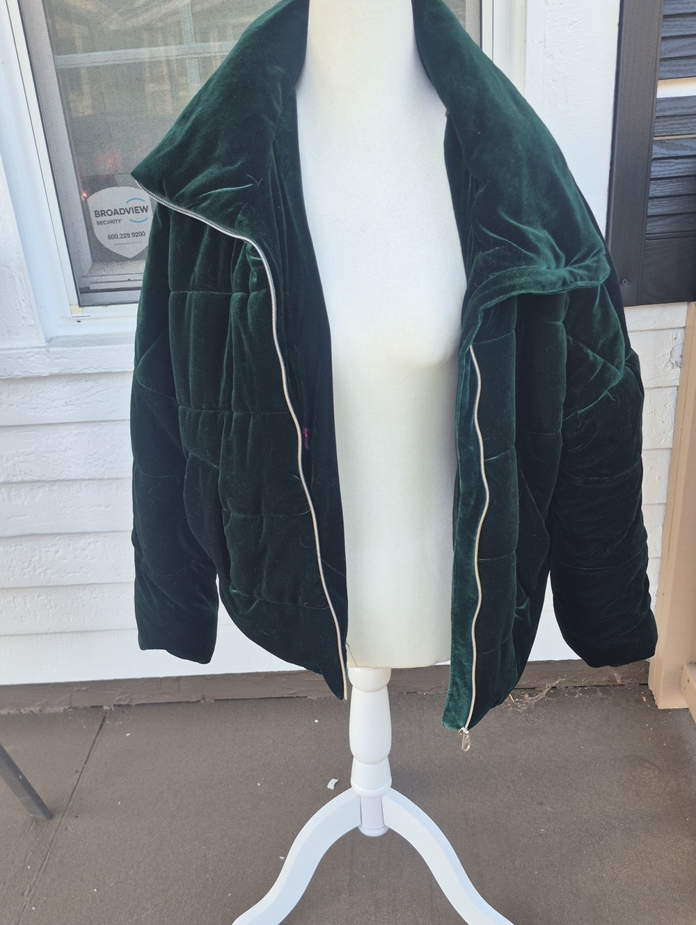 Emerald Green Velvet Bomber Jacket